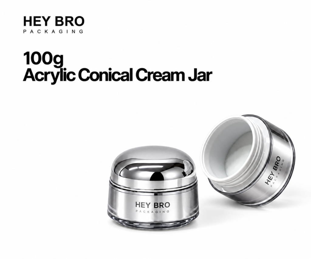 100g Acrylic Conical Cream Jar on white background