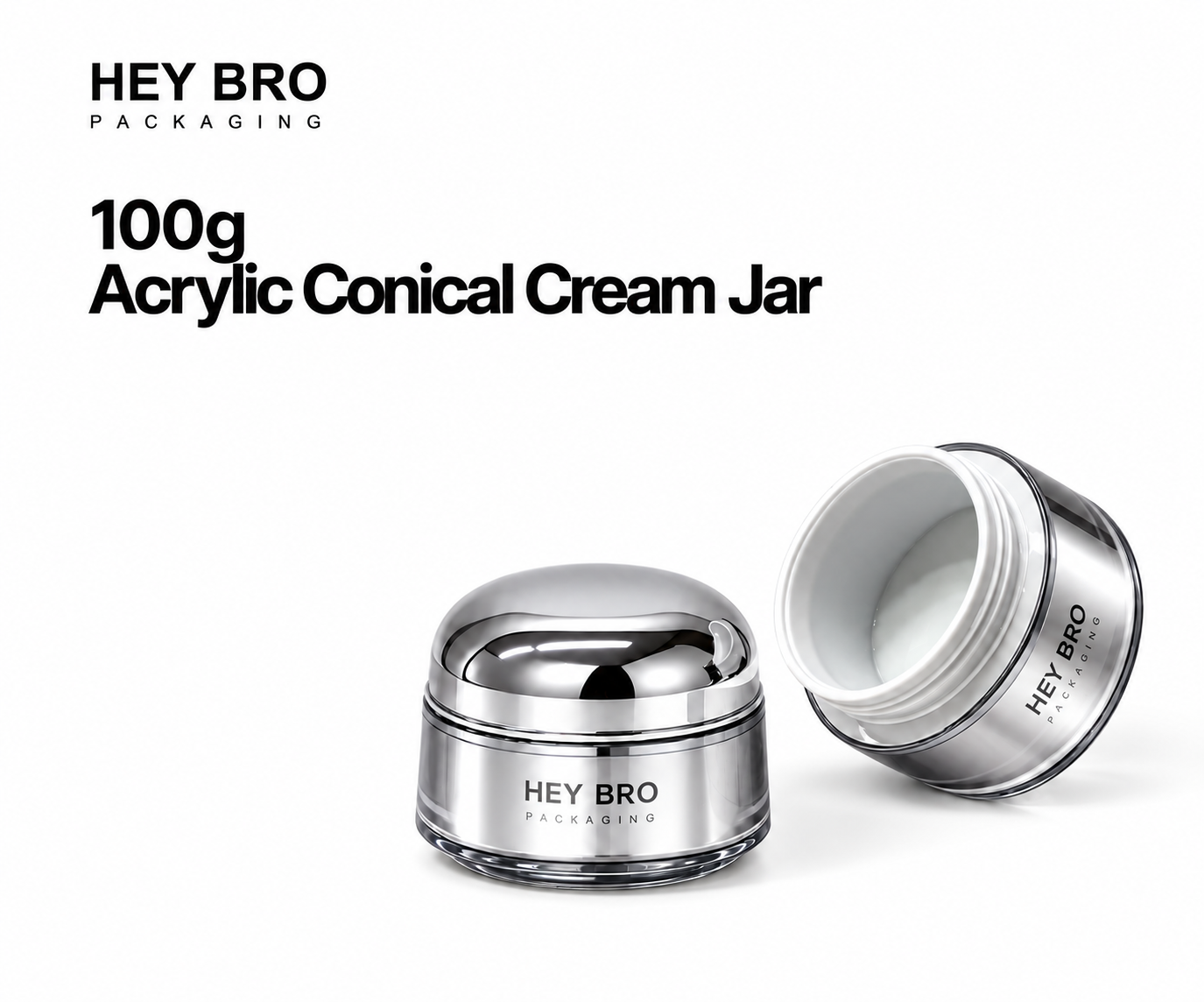 100g Acrylic Conical Cream Jar on white background