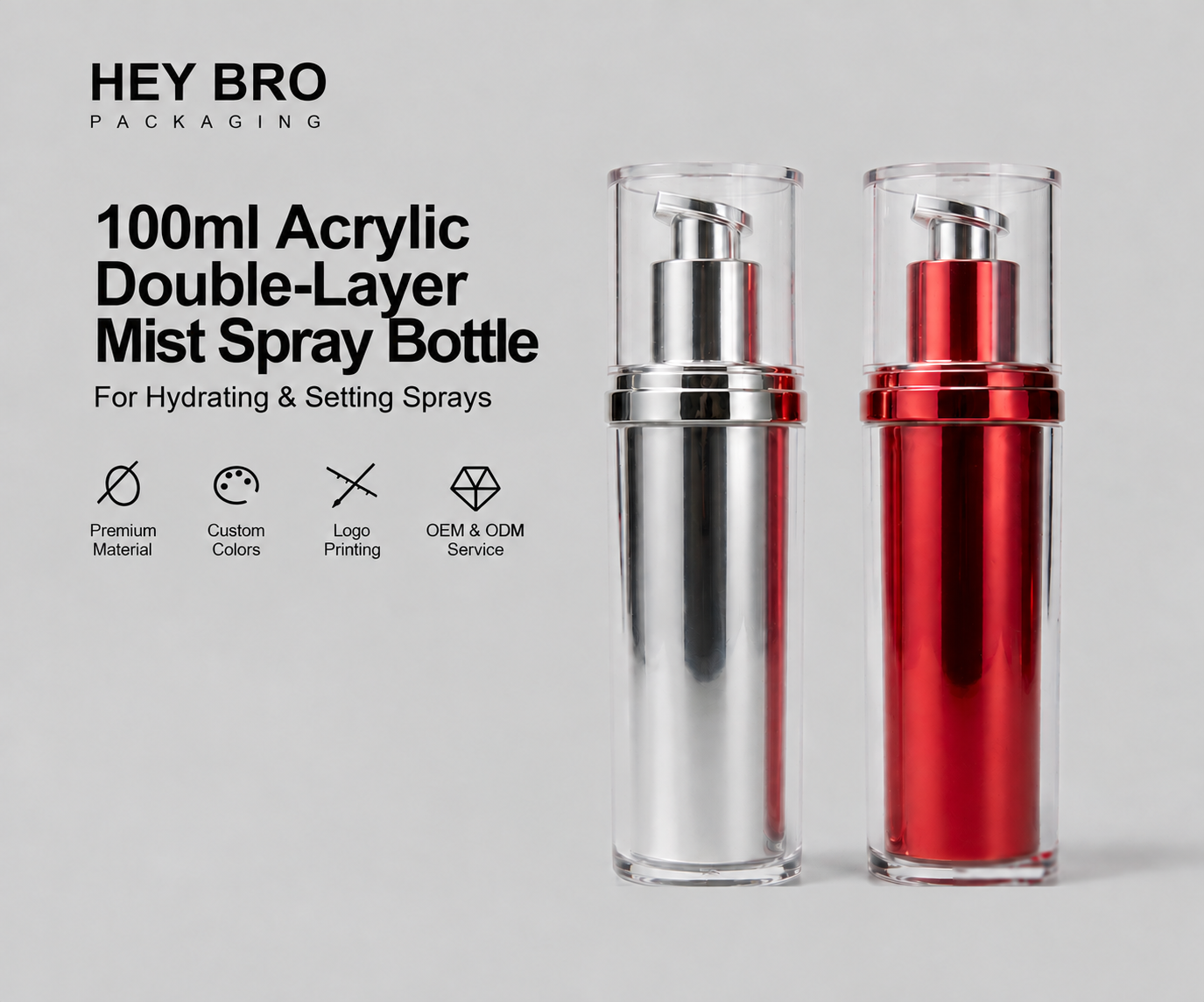 100ml Acrylic Double-Layer Mist Spray Bottle