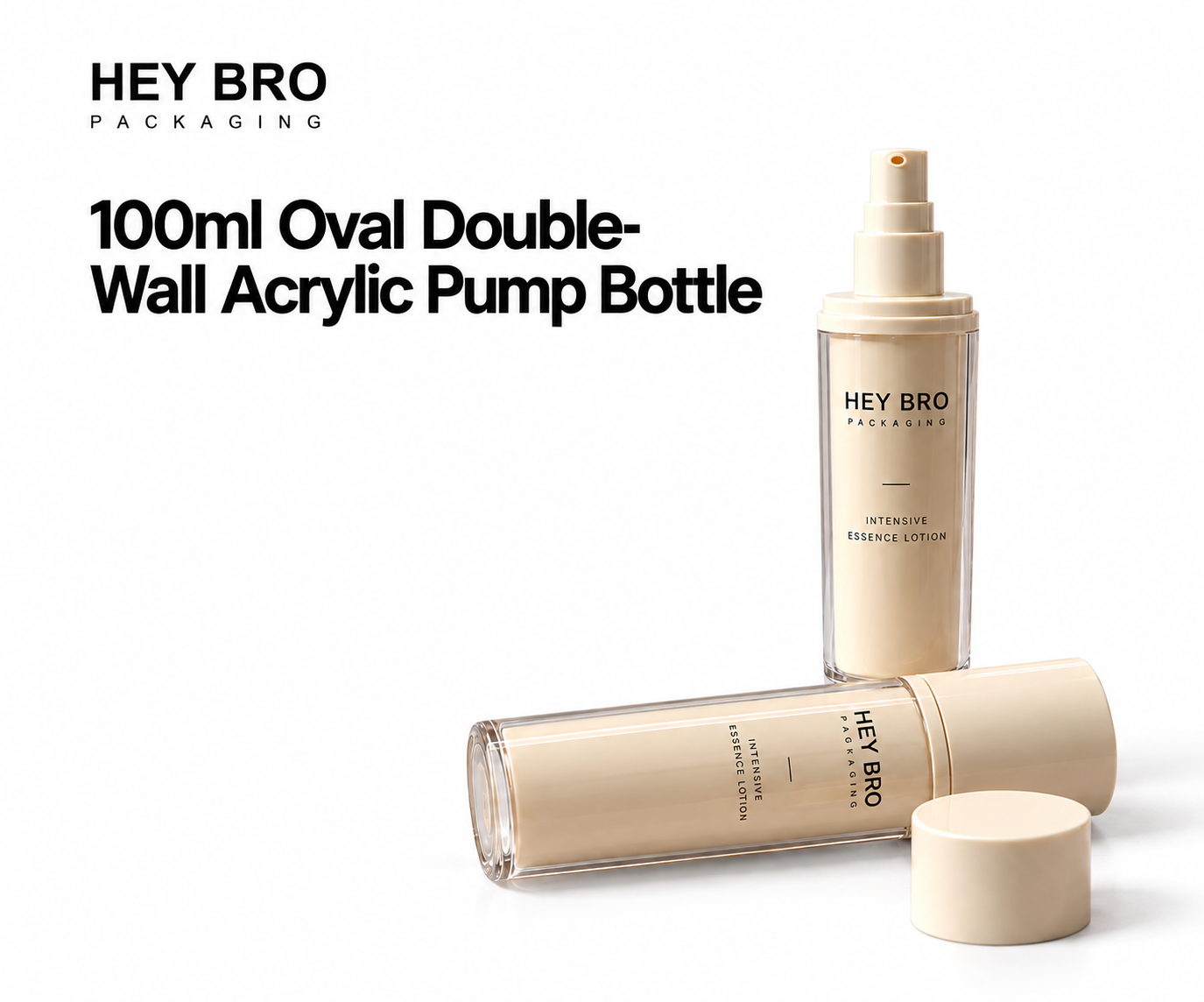 100ml Oval Double-Wall Acrylic Pump Bottle on white background