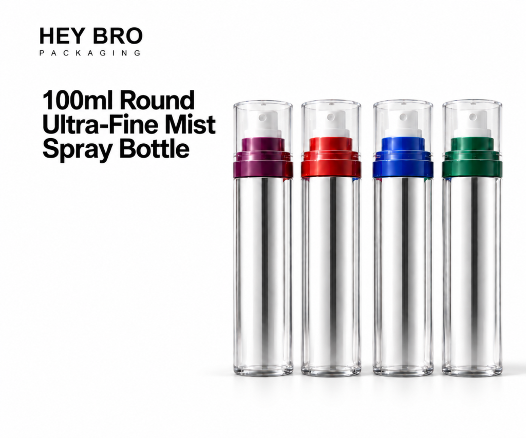 100ml Round Ultra-Fine Mist Spray Bottle cosmetic packaging on white background