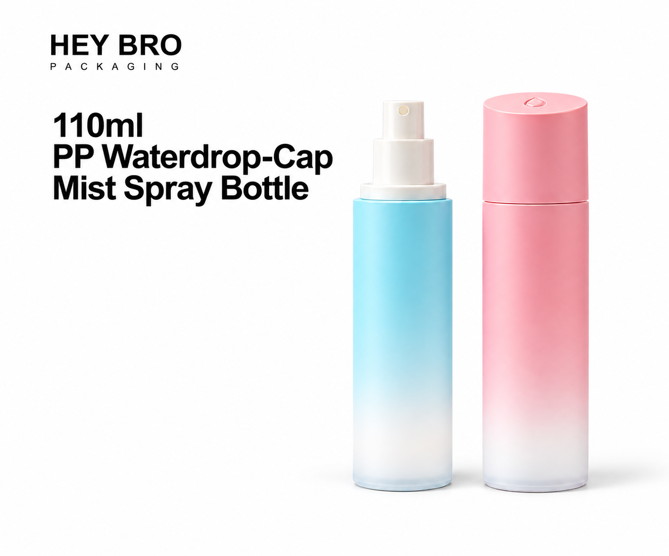 110ml PP Waterdrop Cap Mist Spray Bottle cosmetic packaging on white background