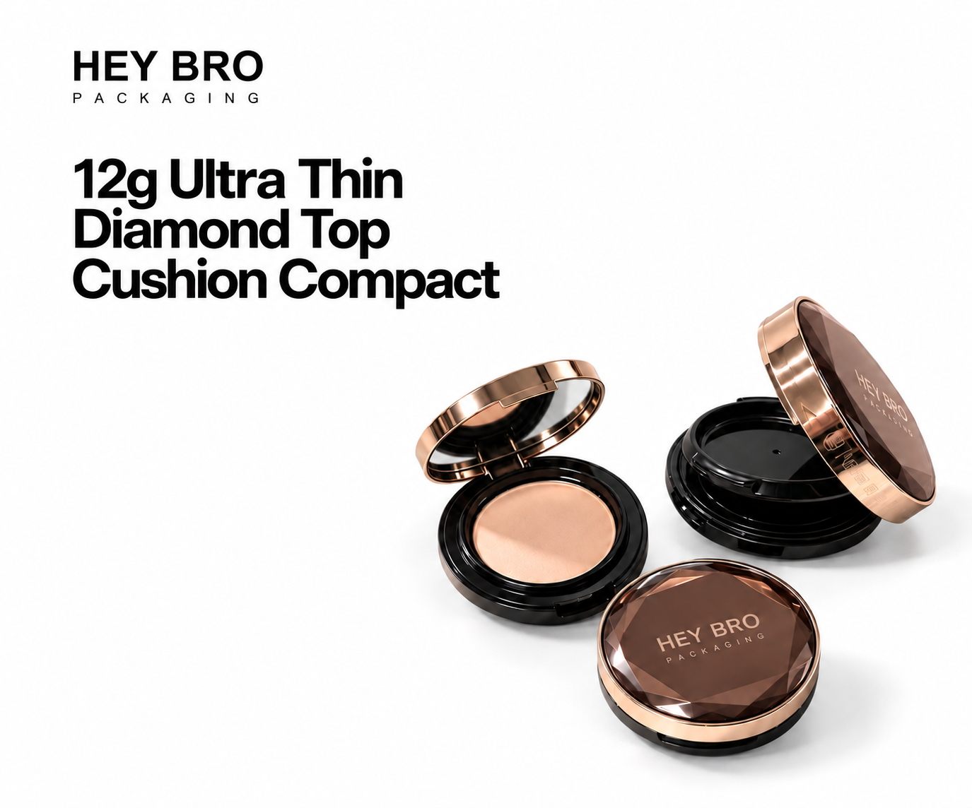 12g Ultra Thin Diamond-Top Cushion Compact cosmetic packaging on white background