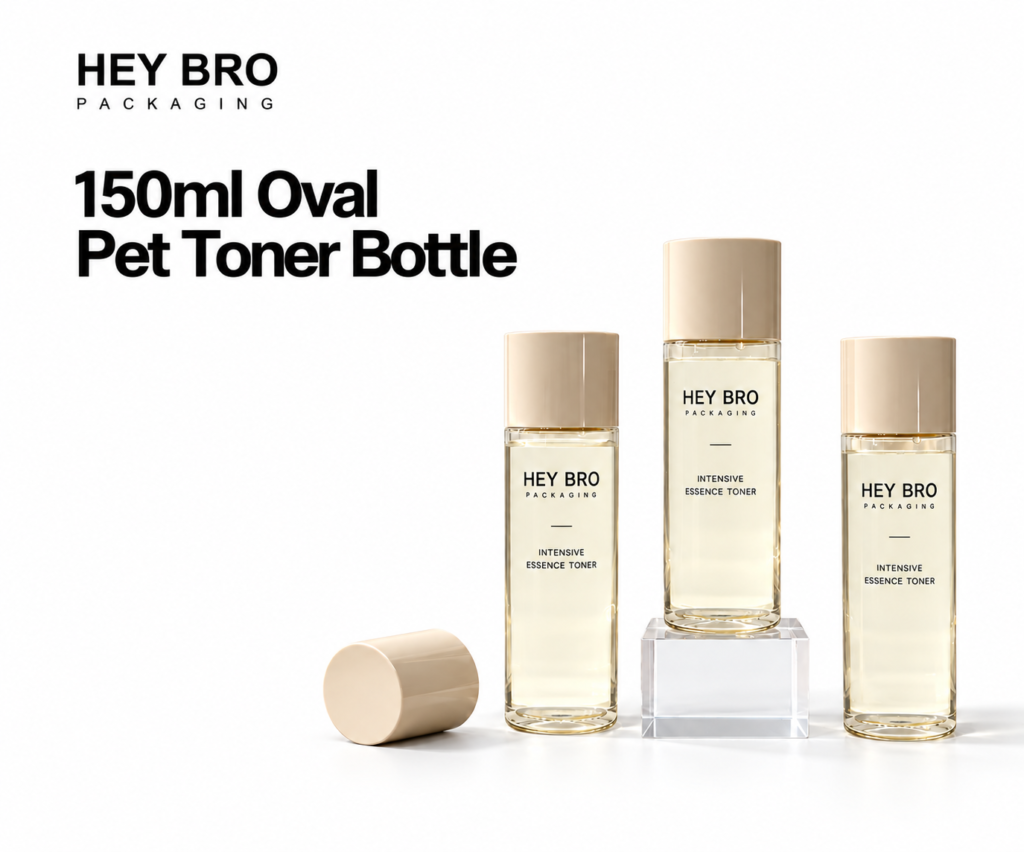 150ml Oval PET Toner Bottle cosmetic packaging on white background