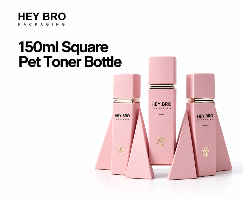150ml Square PET Toner Bottle cosmetic packaging on white background