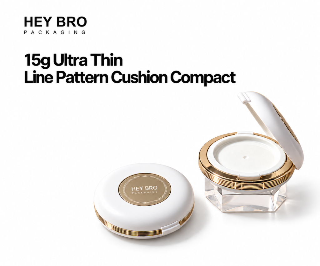 15g Ultra Thin Line Pattern Cushion Compact cosmetic packaging on white background