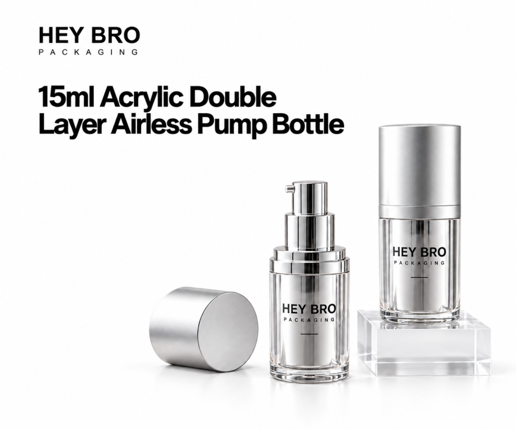 15ml Acrylic Double-Layer Airless Pump Bottle cosmetic packaging on white background