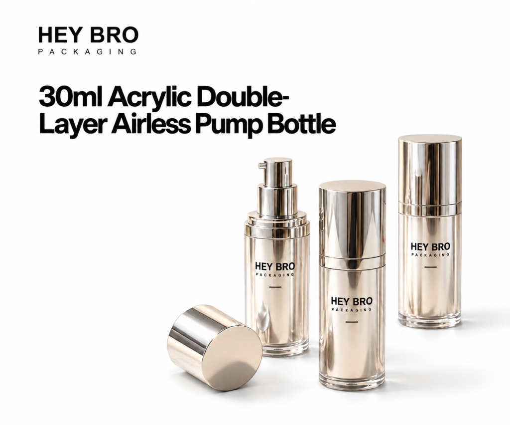 30ml Acrylic Double-Layer Airless Pump Bottle cosmetic packaging on white background