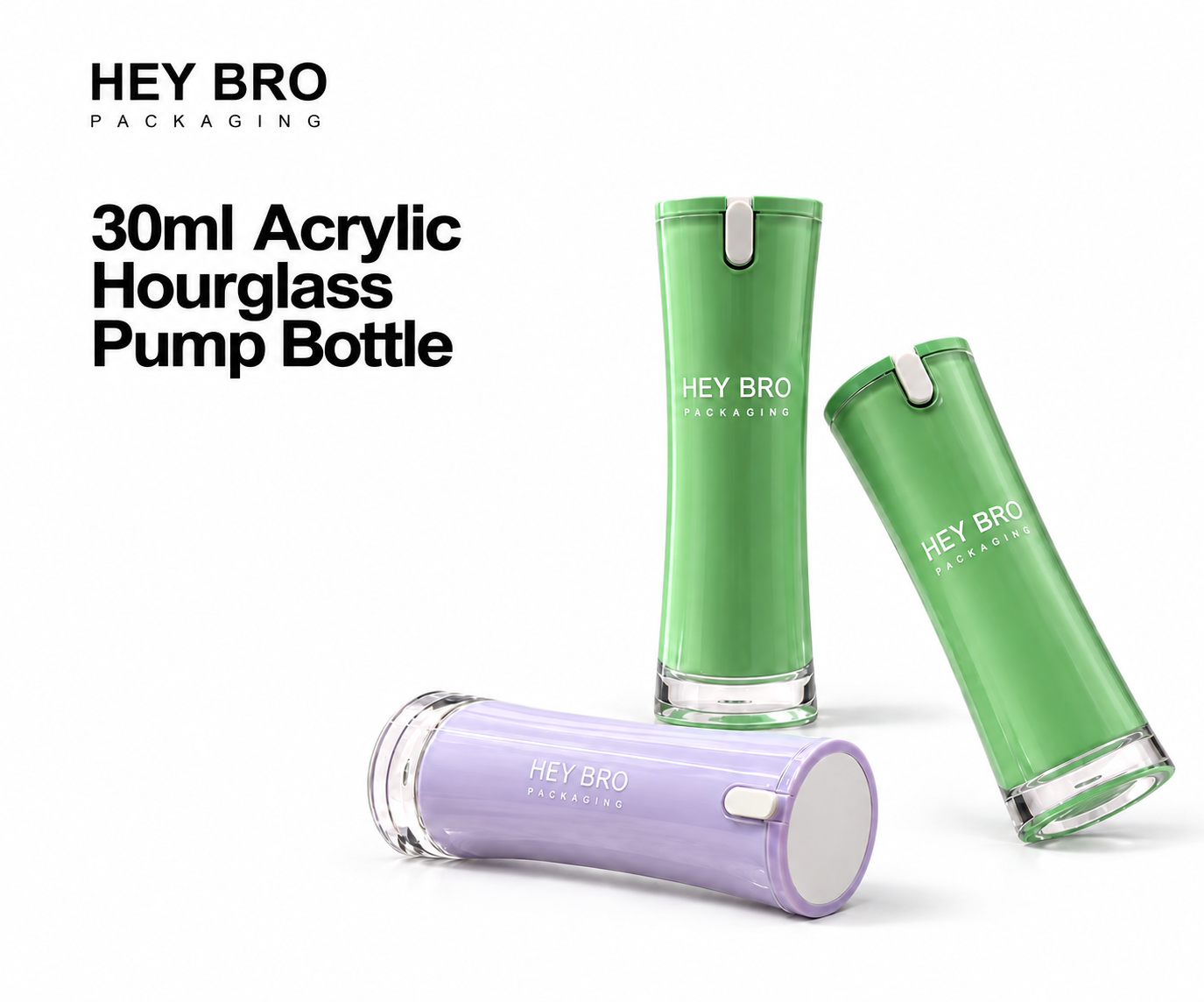 30ml Acrylic Hourglass Pump Bottle cosmetic packaging on white background