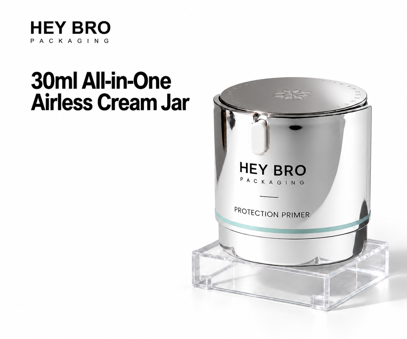30ml All-in-One Airless Cream Jar cosmetic packaging on white background