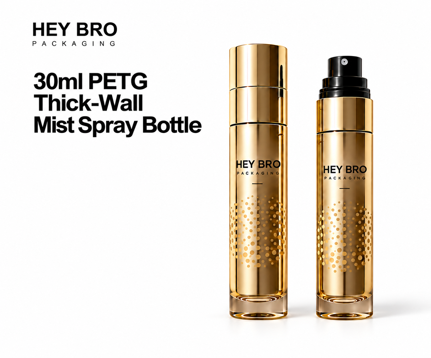 30ml PETG Thick-Wall Mist Spray Bottle cosmetic packaging on white background