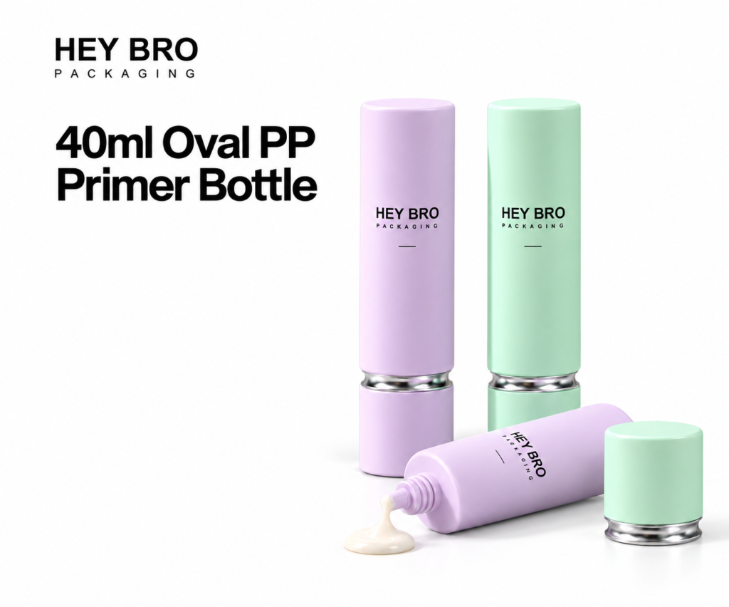 40ml Oval PP Primer Bottle cosmetic packaging on white background