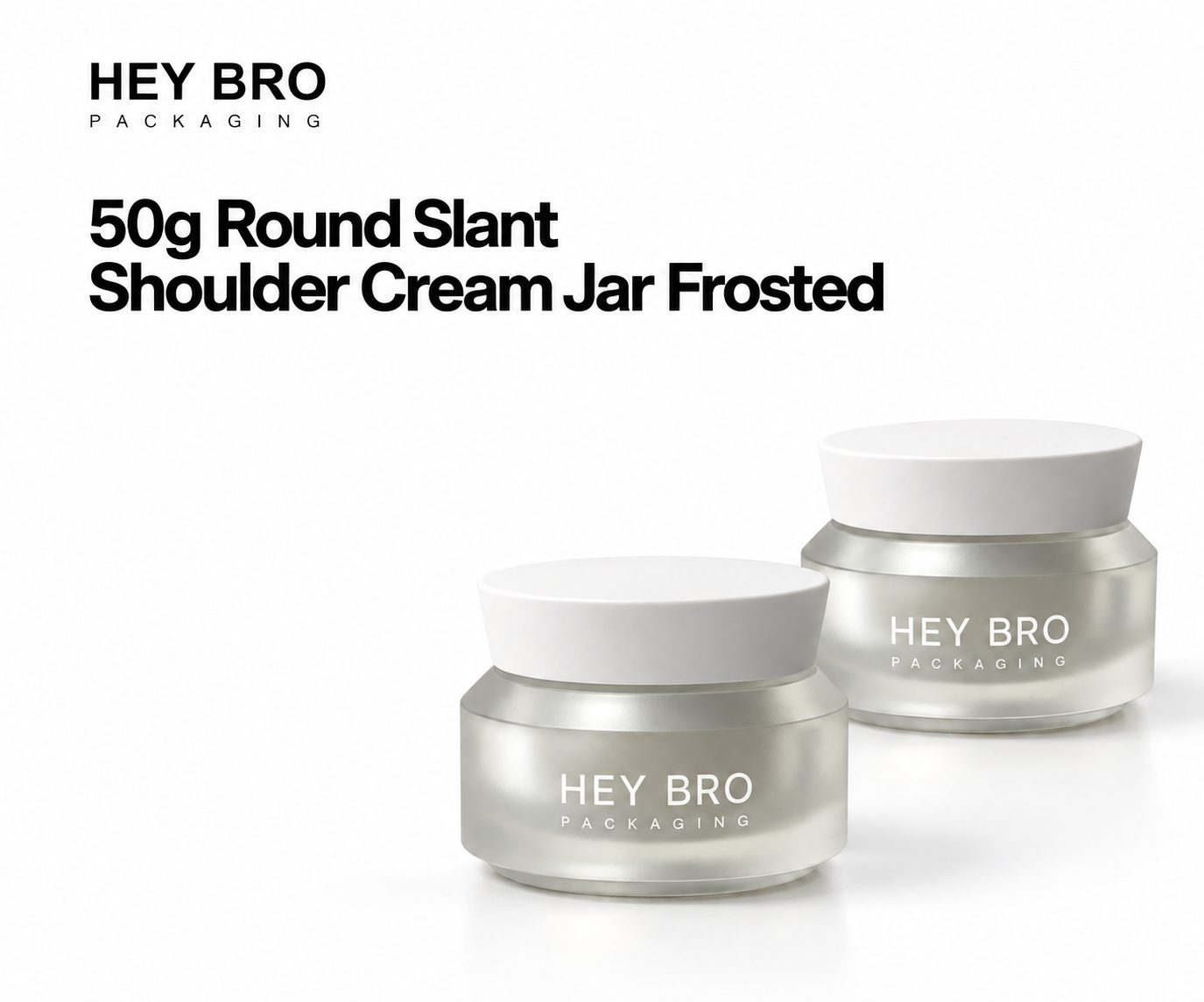 50g Round Slant Shoulder Cream Jar Frosted cosmetic packaging on white background