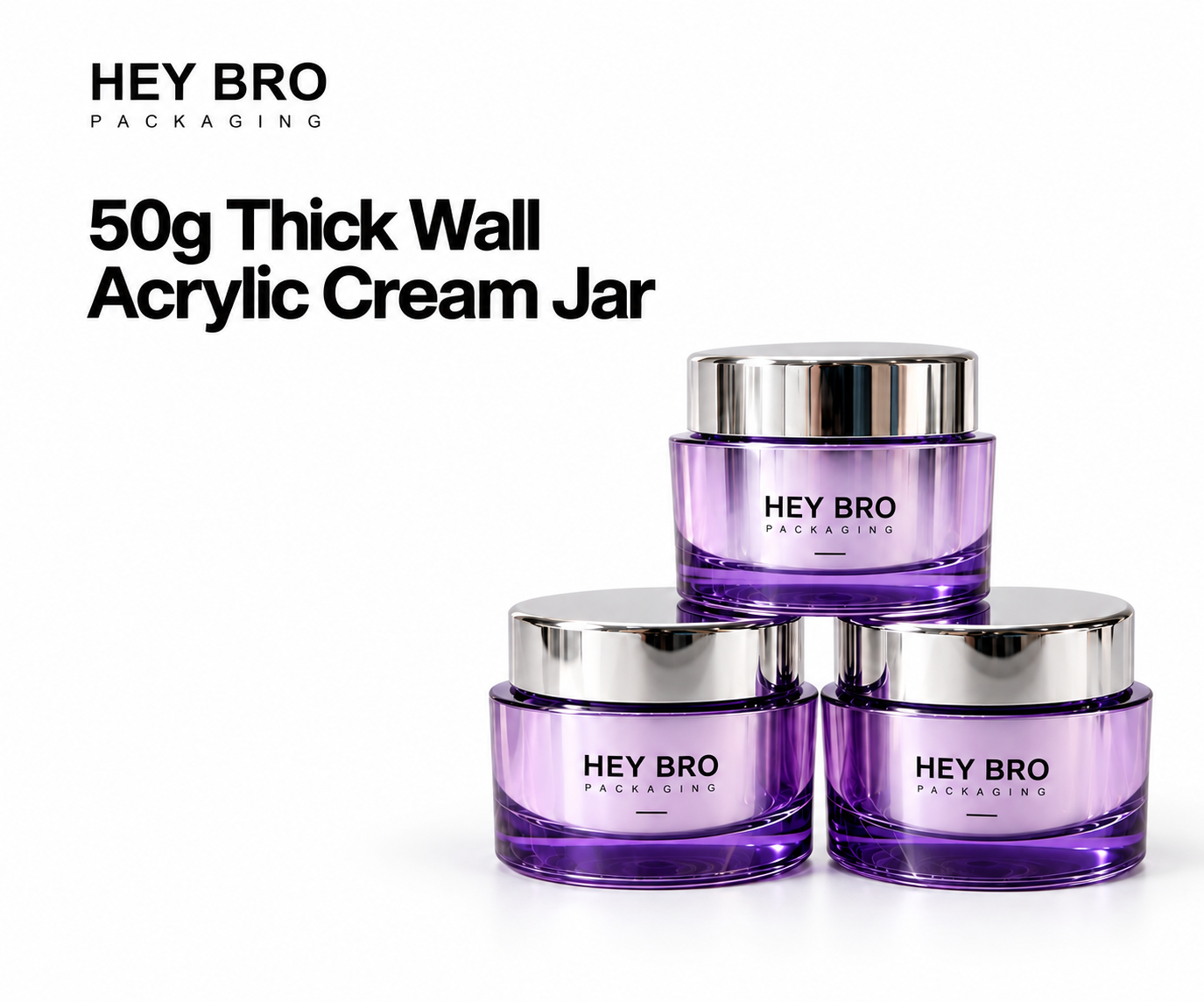 50g Thick-Wall Acrylic Cream Jar cosmetic packaging on white background