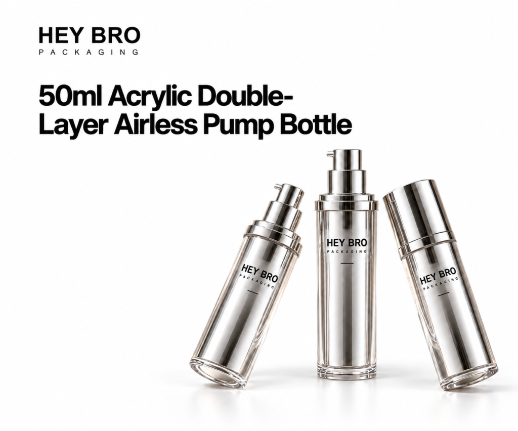 50ml Acrylic Double-Layer Airless Pump Bottle cosmetic packaging on white background