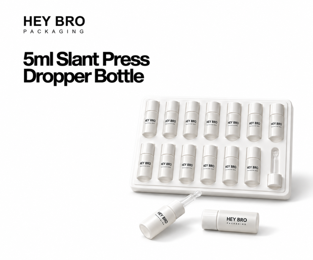 5ml Slant Press Dropper Bottle cosmetic packaging on white background