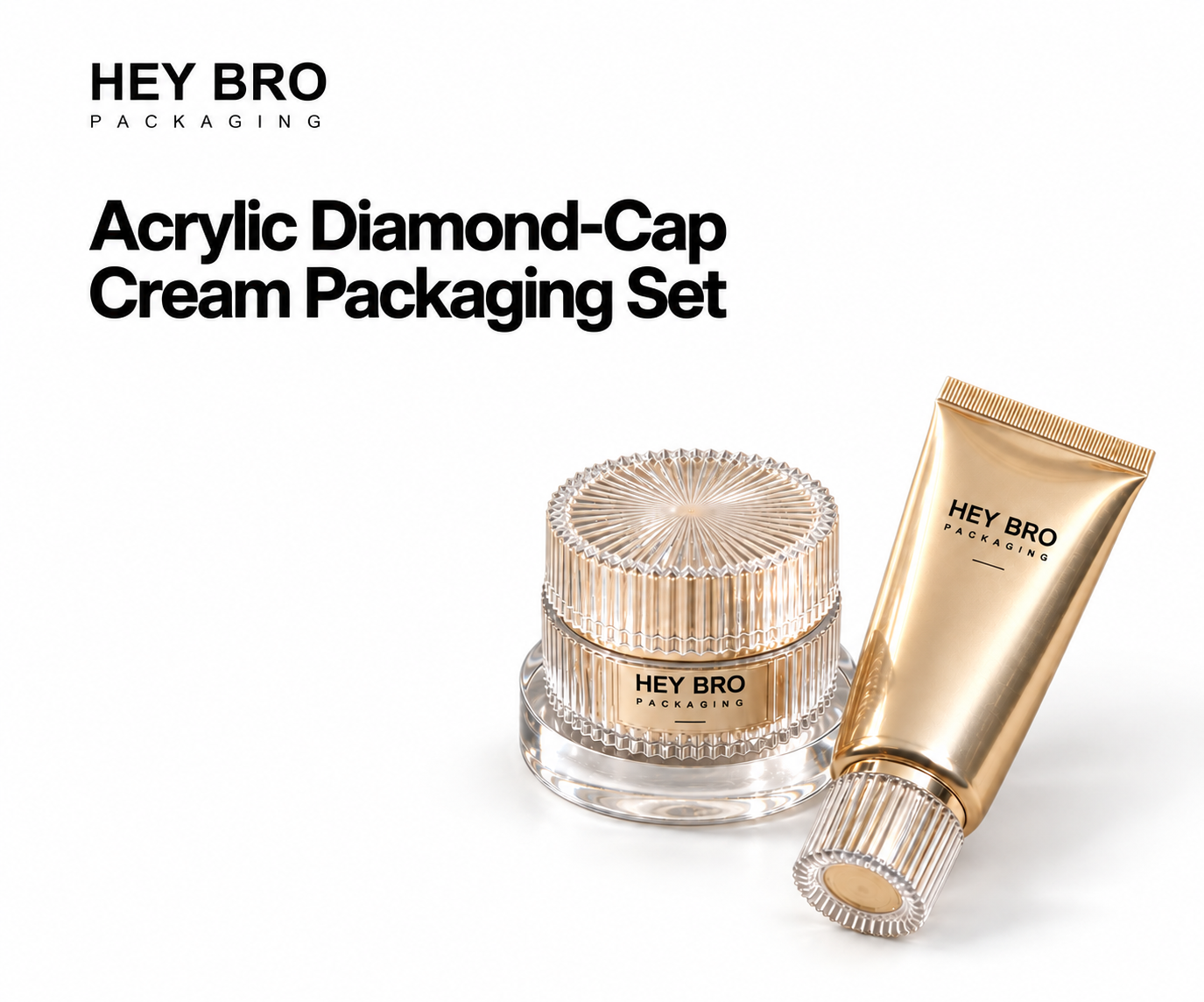 Acrylic Diamond Cap Cream Packaging Set cosmetic packaging on white background