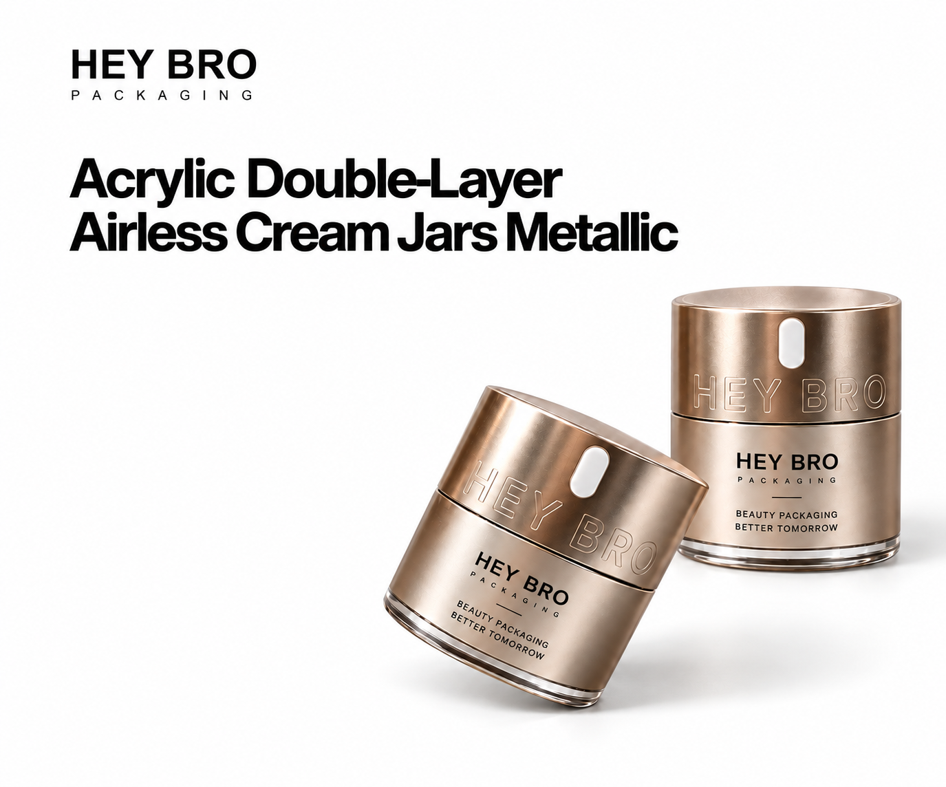 Acrylic Double-Layer Airless Cream Jars Metallic cosmetic packaging on white background