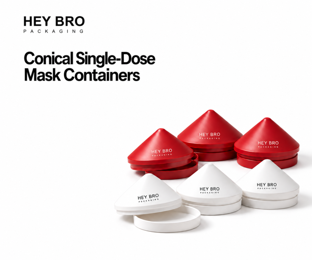Conical Single-Dose Mask Containers cosmetic packaging on white background