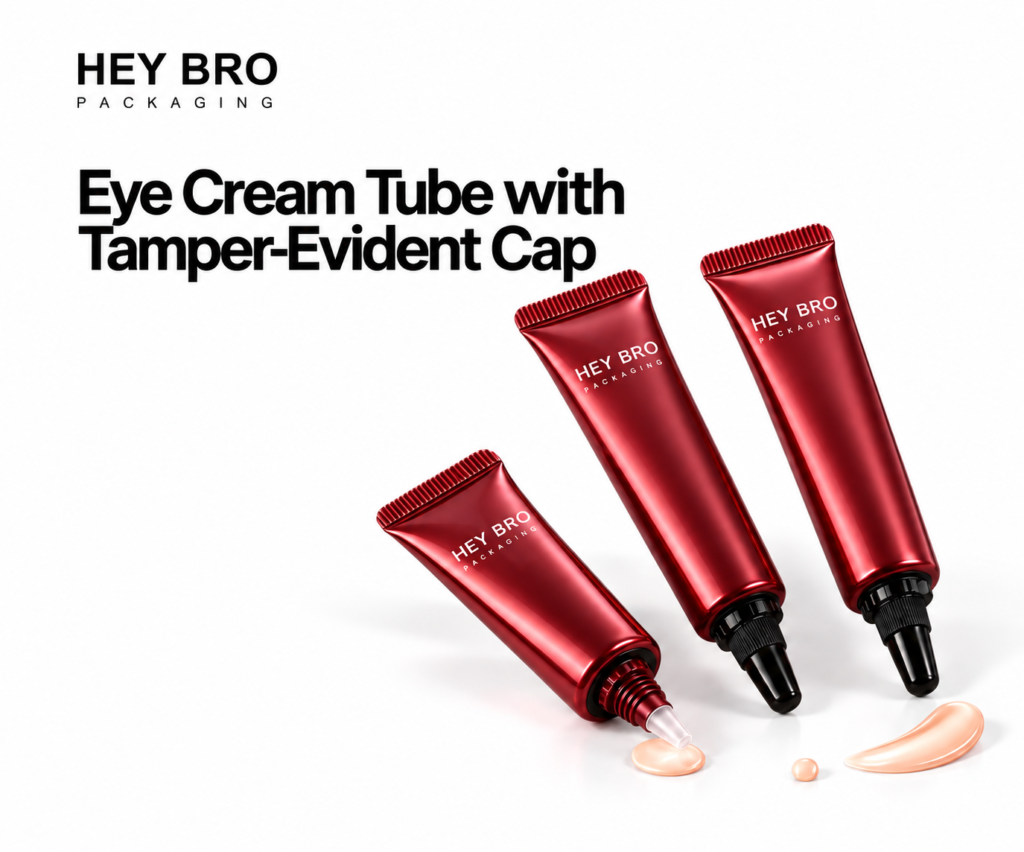 Eye Cream Tube with Tamper-Evident Cap cosmetic packaging on white background
