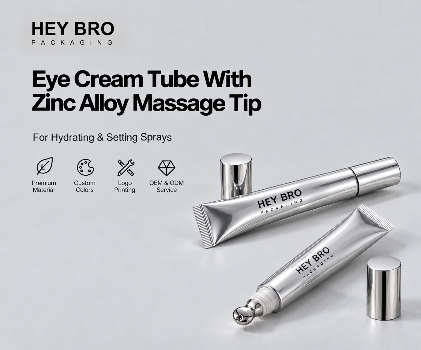 Eye Cream Tube with Zinc Alloy Massage Tip