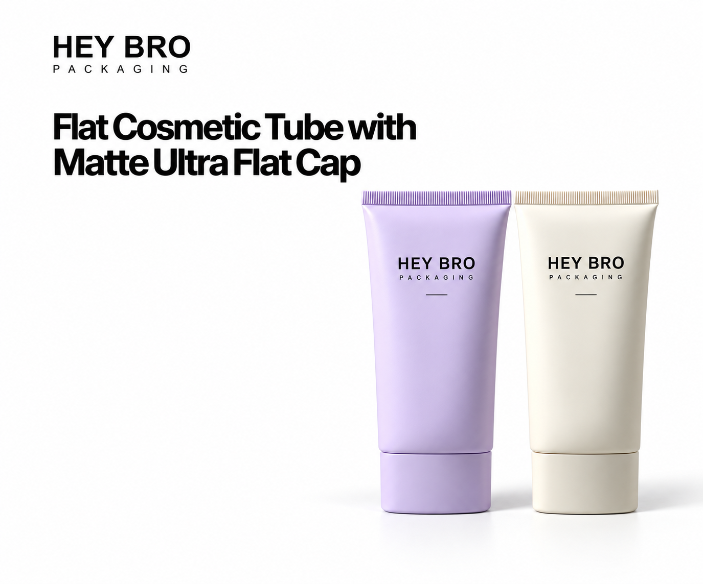 Flat Cosmetic Tube with Matte Ultra Flat Cap cosmetic packaging on white background