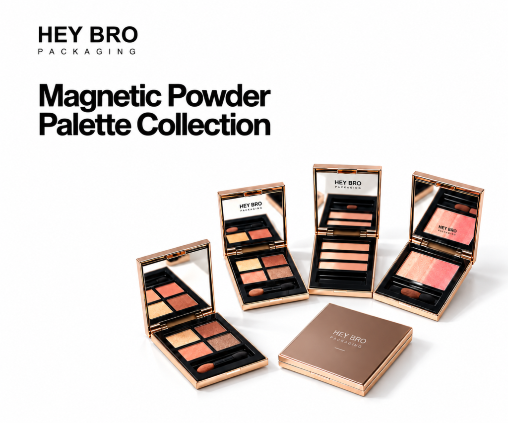 Magnetic Powder Palette Collection cosmetic packaging on white background