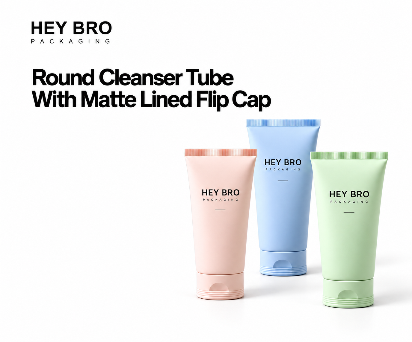 Round Cleanser Tube with Matte Lined Flip Cap cosmetic packaging on white background