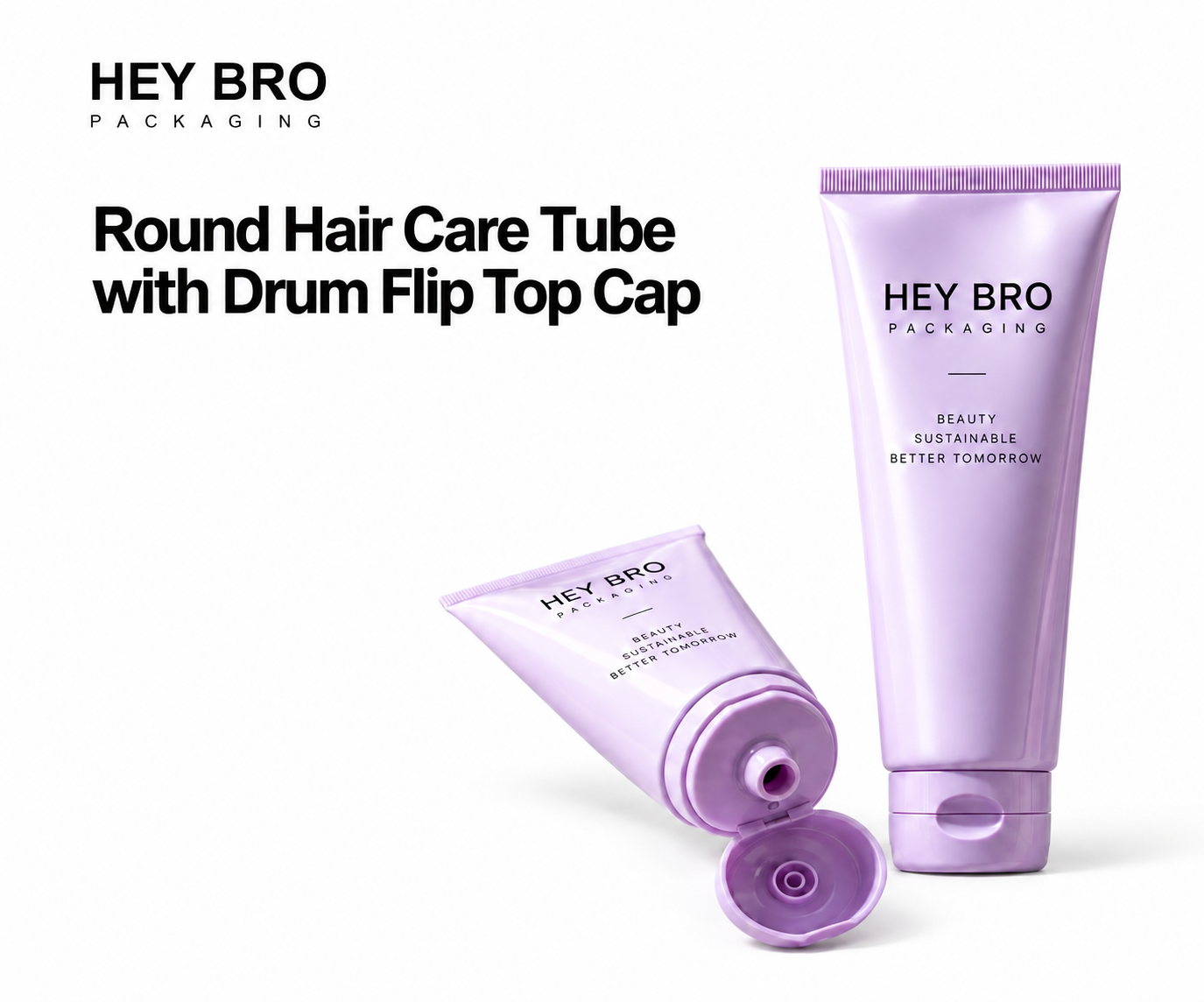 Round Hair Care Tube with Drum Flip-Top Cap cosmetic packaging on white background
