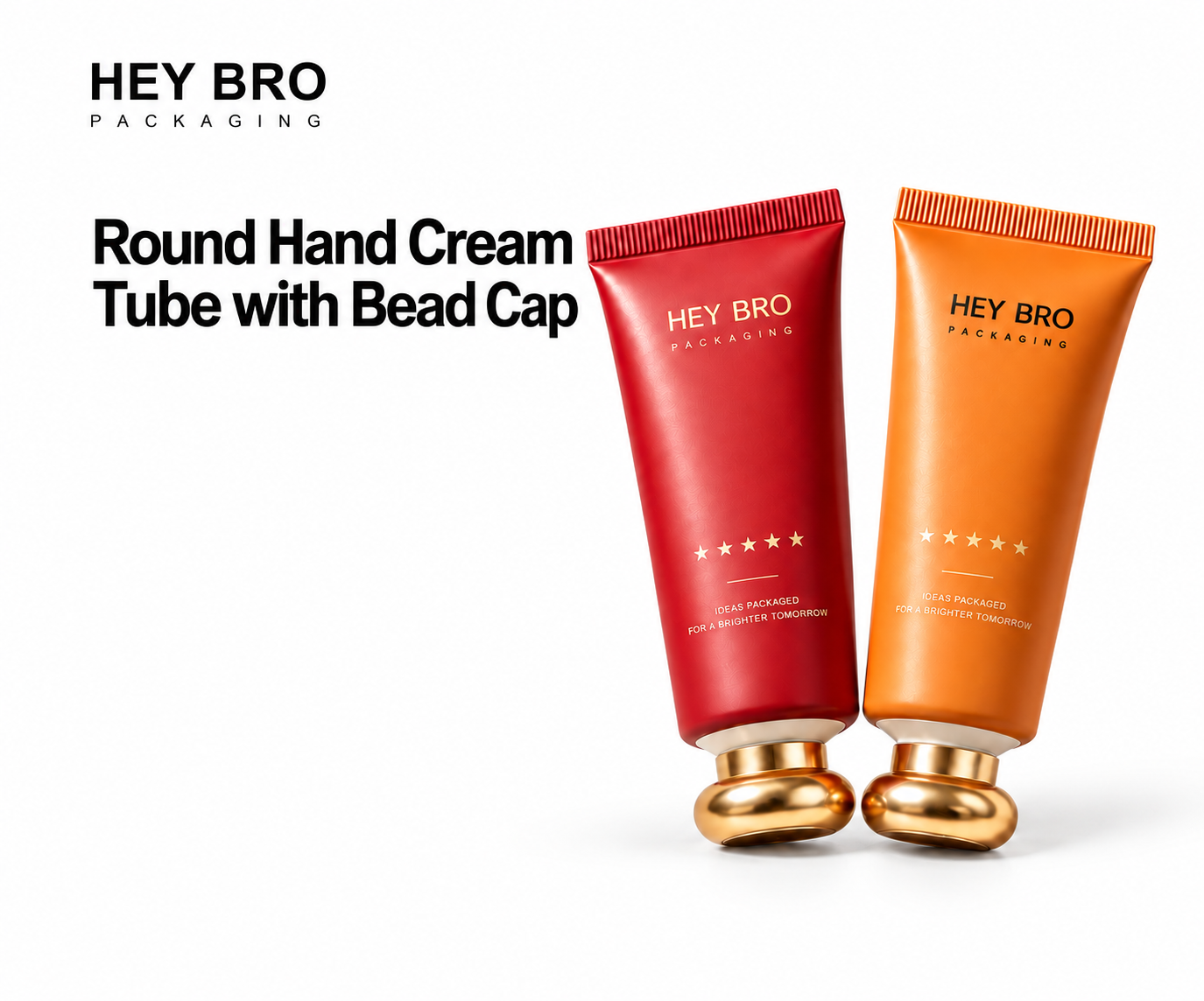 Round Hand Cream Tube with Bead Cap cosmetic packaging on white background