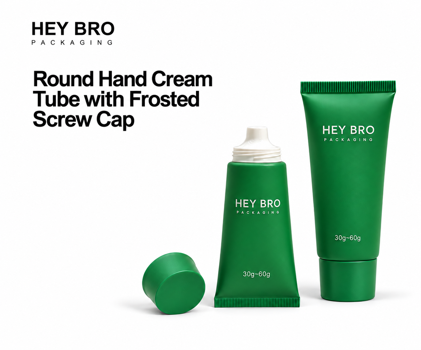 Round Hand Cream Tube with Frosted Screw Cap cosmetic packaging on white background