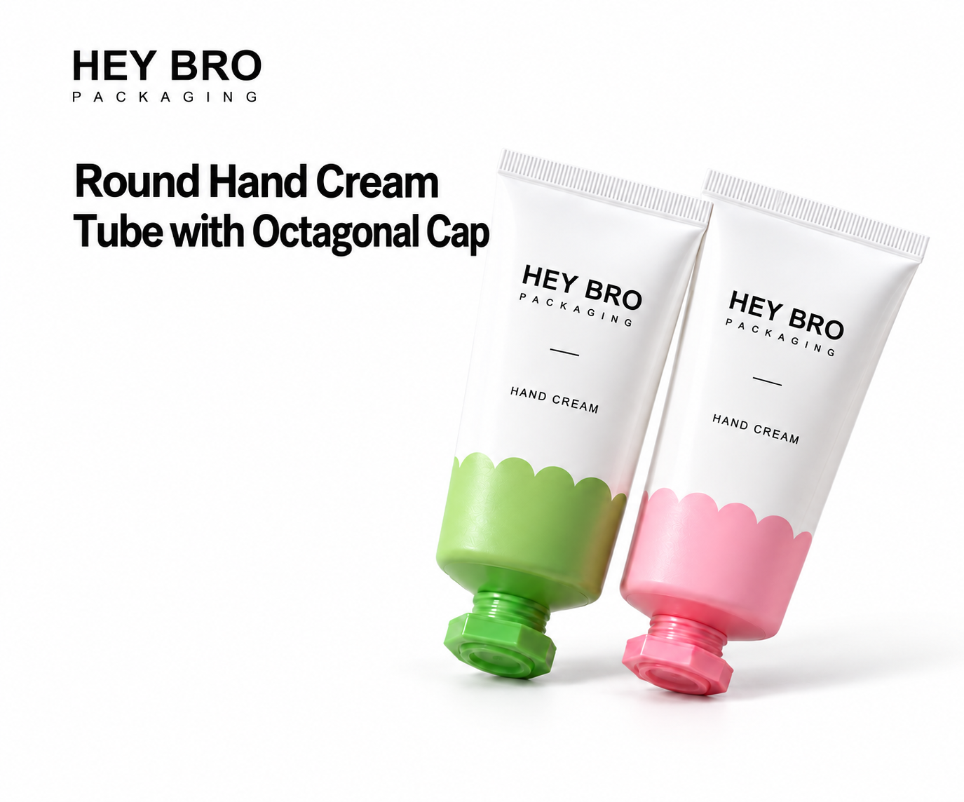 Round Hand Cream Tube with Octagonal Cap cosmetic packaging on white background