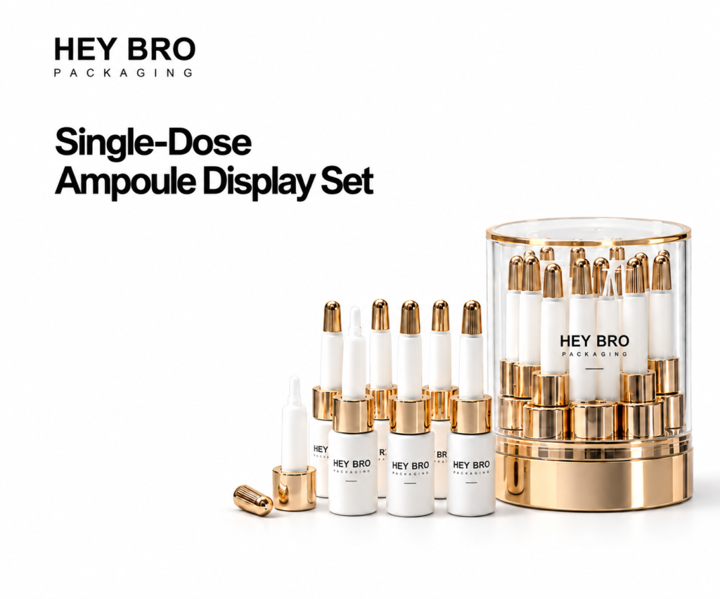 Single-Dose Ampoule Display Set cosmetic packaging on white background