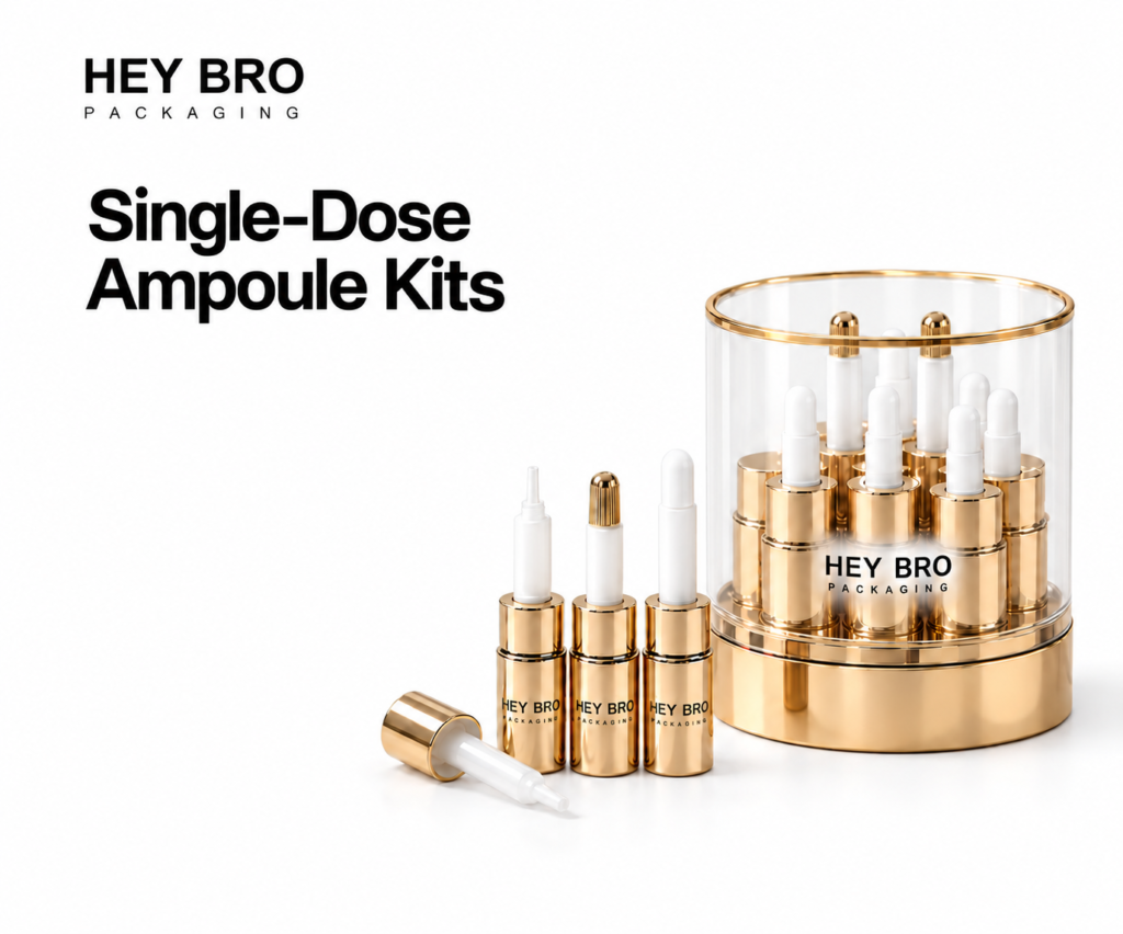 Single-Dose Ampoule Kits cosmetic packaging on white background