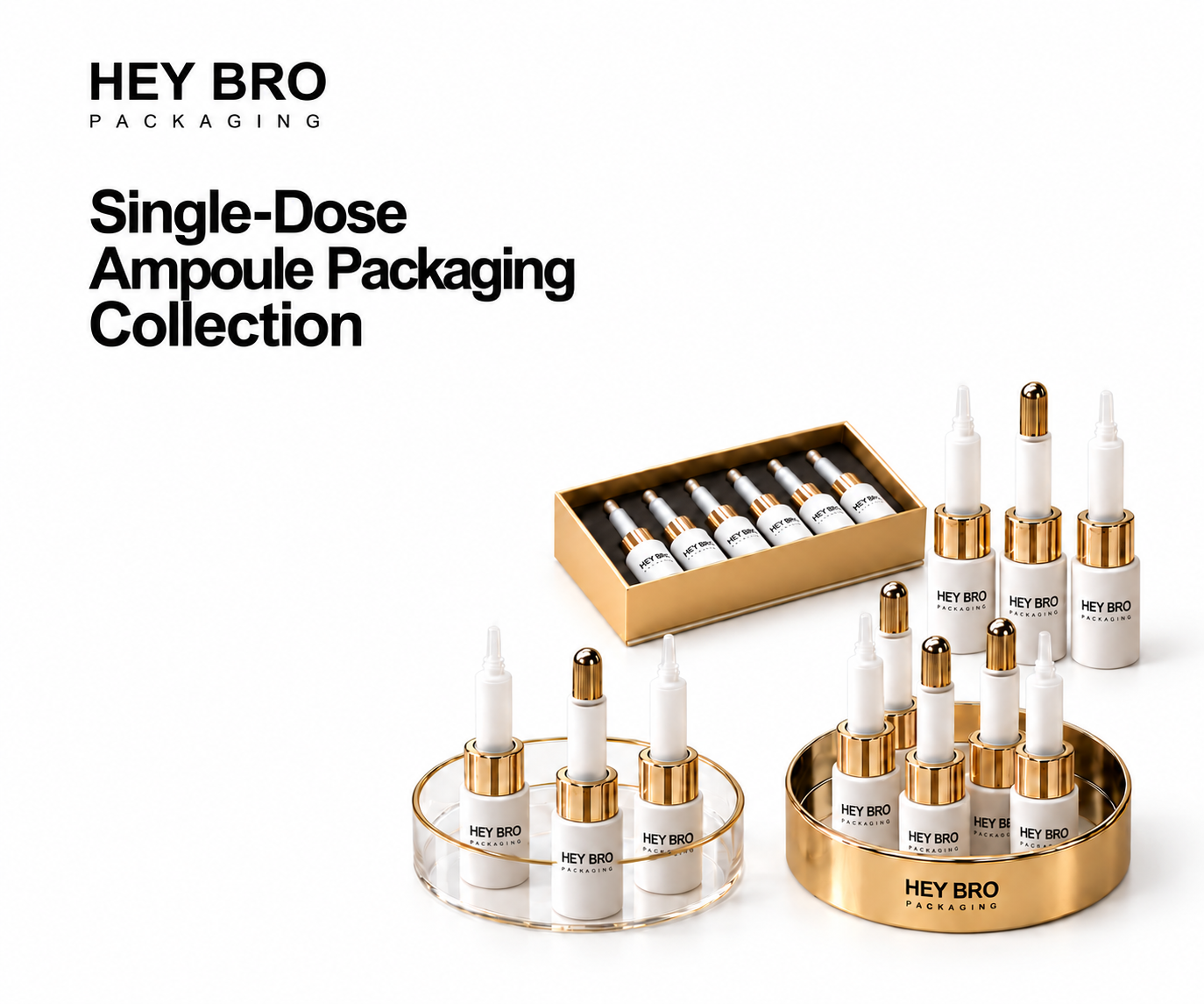Single-Dose Ampoule Packaging Collection cosmetic packaging on white background