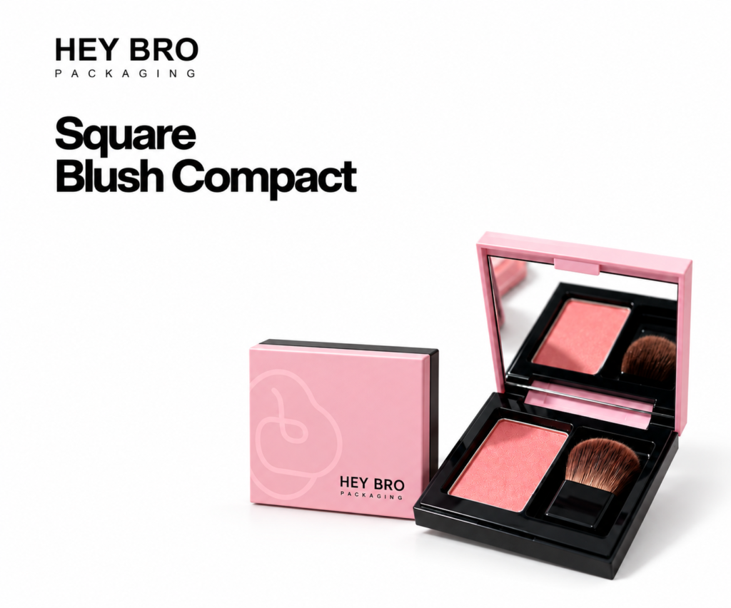 Square Blush Compact cosmetic packaging on white background