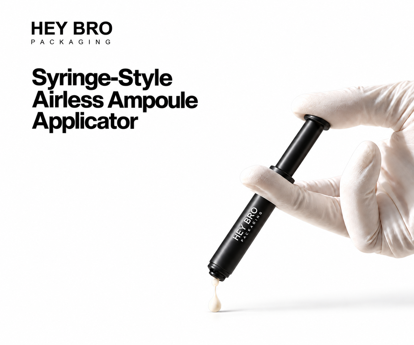 Syringe Style Airless Ampoule Applicator cosmetic packaging on white background