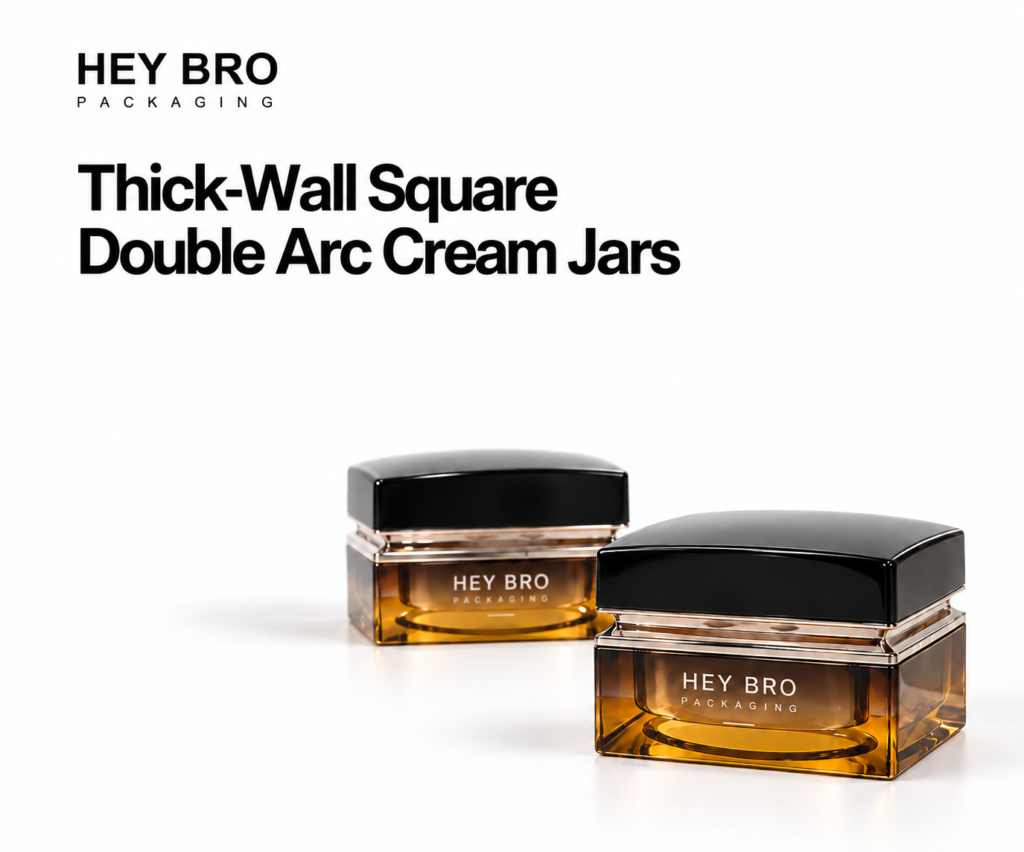 Thick-Wall Square Double Arc Cream Jars cosmetic packaging on white background